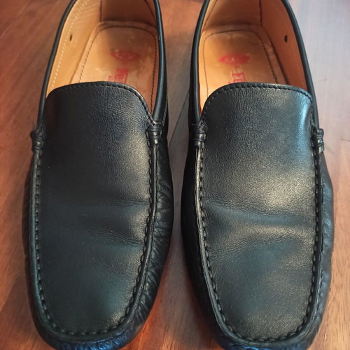 Tod's Ferrari men's loafers used, black matte leather, size 42.5-43