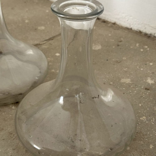 Clear Glass Carafes Set of 4 Used Decorative Vase Bottles