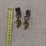 Handmade earrings used, copper and tin alloys with pearl