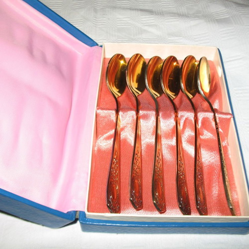 Gold-plated teaspoons new, set of 6, from Soviet Union