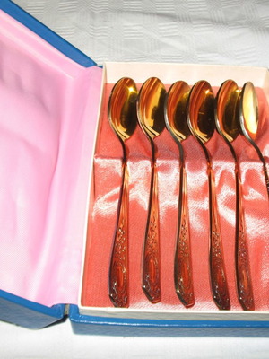 Gold-plated teaspoons new, set of 6, from Soviet Union