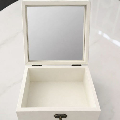 Wooden jewelry box with mirror, like new, beige