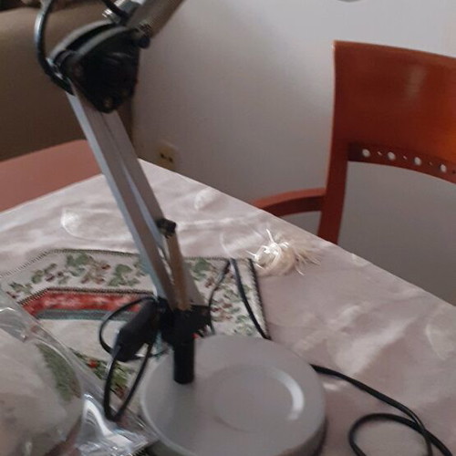 Inox desk lamp like new with adjustable arm and metal base