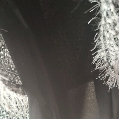 Fuzzy women's sweater new, white-black with transparent fabric