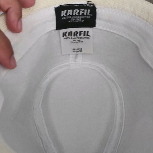 Karfil crab-style hat like new with blue band size 57-58 cm