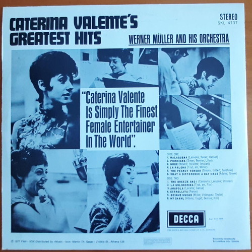 Caterina Valente Greatest Hits vinyl used, jazz