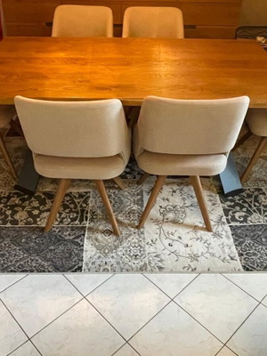 Τραπεζαρία Joy με 6 καρέκλες και φύλλο σαν καινούργια, μασίφ ξύλο