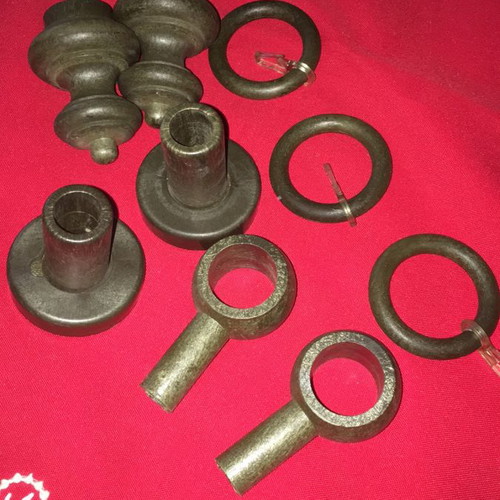 Green curtain rod rings new, cypress color