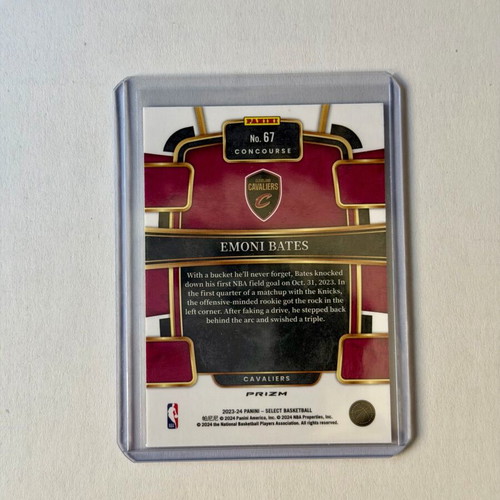 Emoni Bates 2023-24 Panini Select Red Blue White Wave #67 Cavaliers new