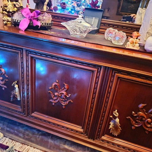 Buffet used walnut wood with handmade carvings