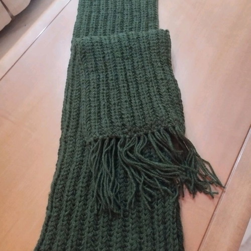 Handmade Wool Scarf Unisex Dark Green 1.70m