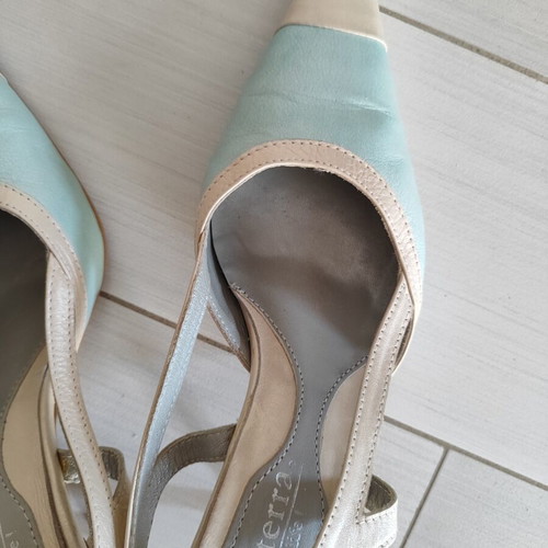 Vintage Formenterra leather sandals size 37 like new, beige and blue
