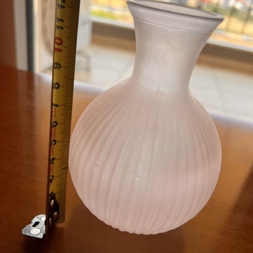 Vintage Opaline Vase 12.5 cm blush pink frosted glass like new