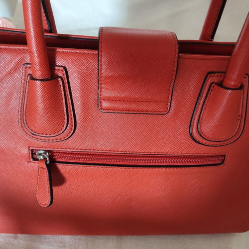 Folli Follie Ladies Handbag used, burnt orange with flower fastening