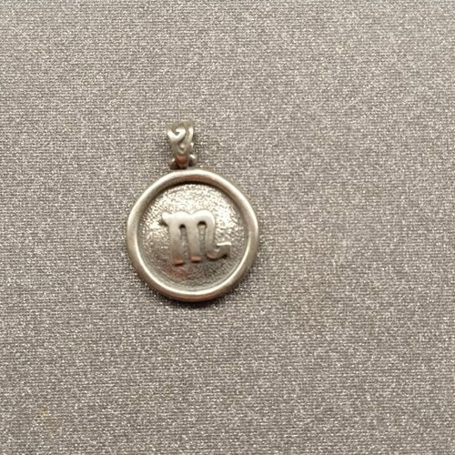Silver Scorpio Zodiac Pendant oxidized, new