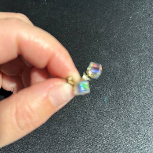 Cube earrings used with rhinestones