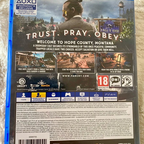 Far Cry 5 Deluxe Edition PS4 like new with map and music CD