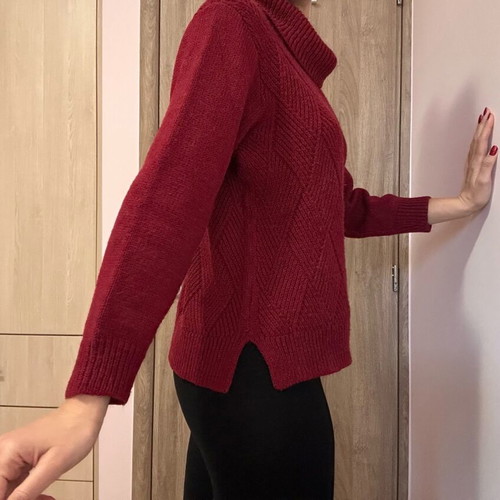 Turtleneck sweater used, red, size M
