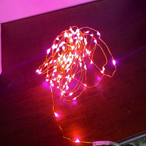 Led pink lighting 5+1.5 meters, 100 leds on thin copper wire, new