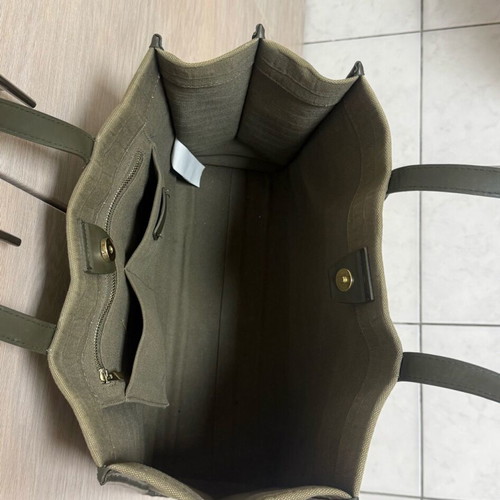 Zara viral Mock Croc canvas shoulder tote bag, khaki olive green