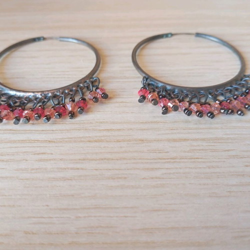 Hoop earrings used, multicolor, diameter 4cm, length 6cm