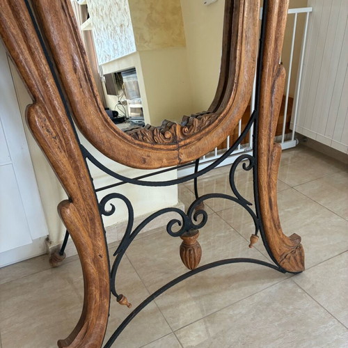 Decorative mirror made of solid walnut wood, like new, 1965