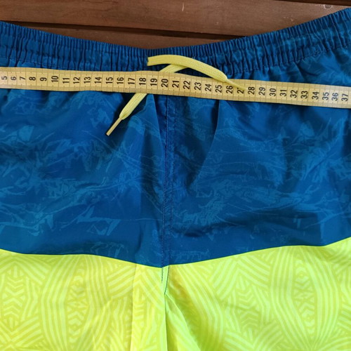 Decathlon Boys' Swim Bermuda Shorts used, blue and yellow