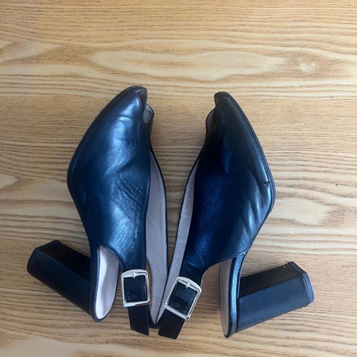 Boxer Chic black peep-toe slingback shoes size 37 used
