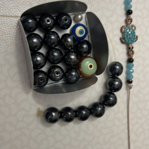 Beads for bracelet, pack of 23, new, black and gray