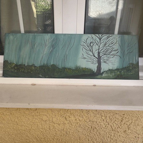 Landscape painting like new with blue and green tones