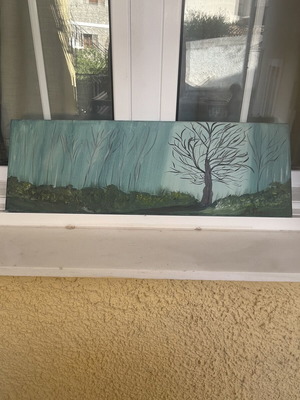 Landscape painting like new with blue and green tones