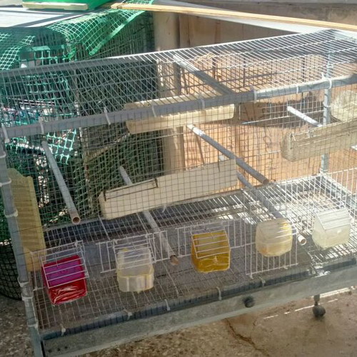 Large bird cage like new with 6 external feeders and 4 waterers