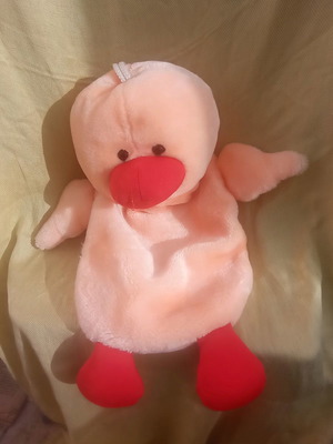 Plush duck like new, 35cm tall with pocket for bottle warmer