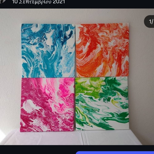 Handmade modern acrylic paintings set of 4 seasons, new