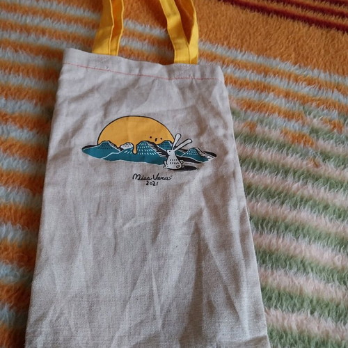 Tote bag Sunny Hills Moon new, beige canvas with long handles
