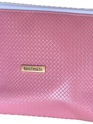 Toiletry bag handmade waterproof PVC 20x32 pink fluoro