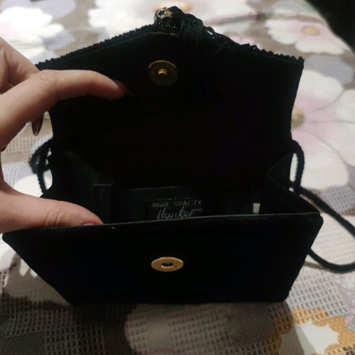 Velvet evening bag used, black crossbody