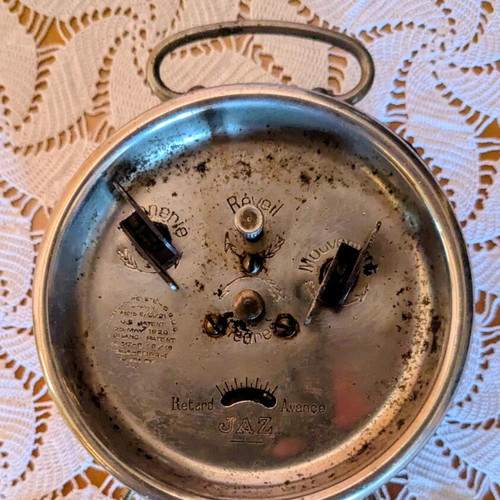 JAZ French Vintage Mechanical Alarm Clock used, 1920s