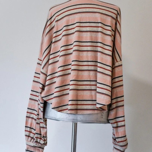 Free People Steph high neck balloon sleeve top used, size medium, striped