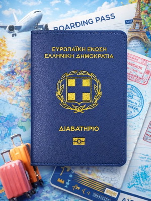 Κάλυμμα διαβατηρίου καινούργιο με ανάγλυφο, μπλε, ποιοτικό PU