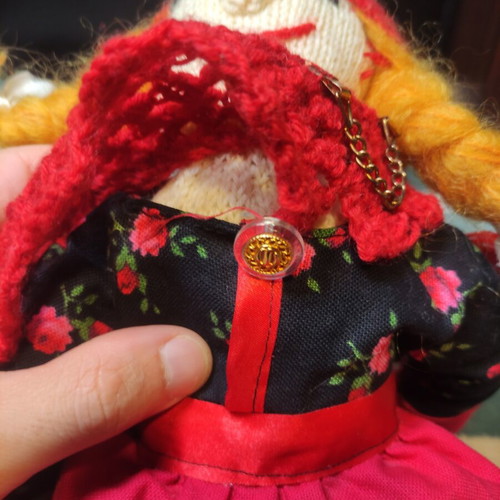 Fabric doll used, possibly Little Red Riding Hood, 40cm