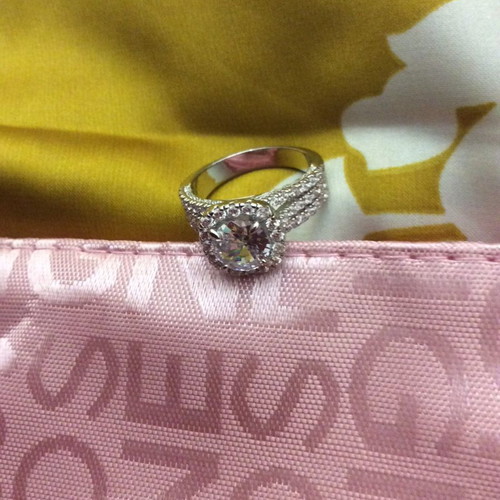 Silver-plated Fo Bijou ring new with zircon stones