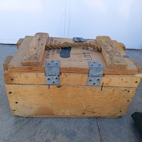 Authentic 81mm Military Wooden Ammo Box (1953)