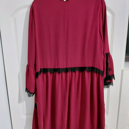 Lynne dress new burgundy with black lace, size L
