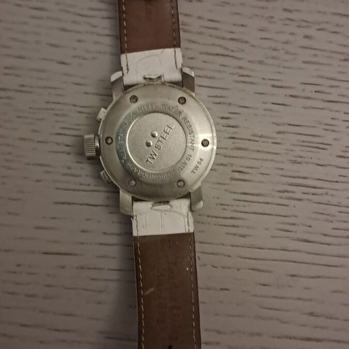 TW Steel Grandeur Chronograph TW54 ρολόι μεταχειρισμένο, λευκό δερμάτινο λουράκι, ζιργκόν
