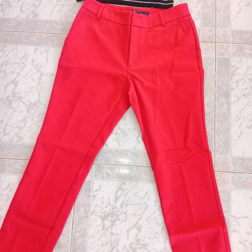 Zara striped women's blouse with bag and Stradivarius trousers set