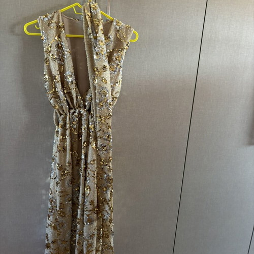 MYA Collection gold maxi dress with sequins