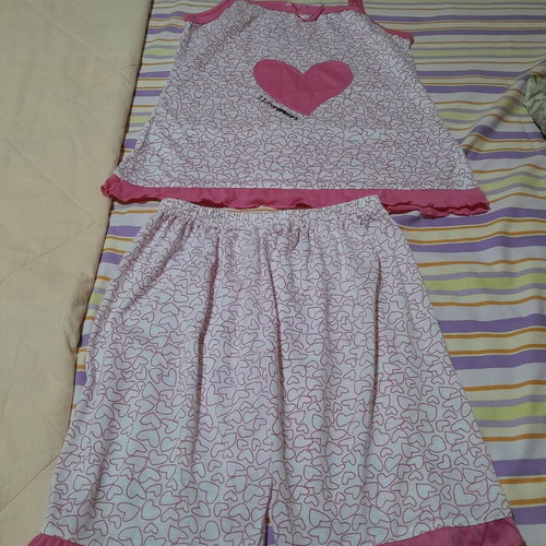 Pajamas white pink like new, size S, 90% cotton 10% polyester