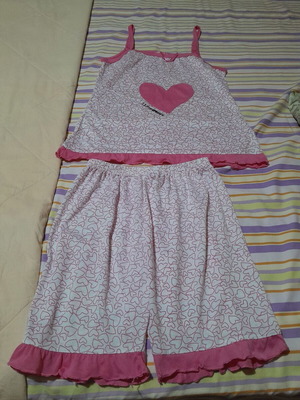 Pajamas white pink like new, size S, 90% cotton 10% polyester