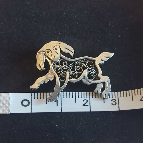 Silver 925 dog brooch used vintage
